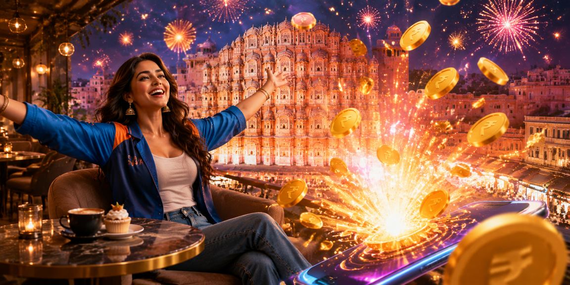 Live casino scene with players and dealers at Jaipur’s Hawa Mahal inspired venue